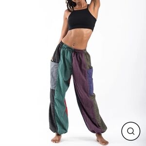 Harem Pantd Multicolor Patchwork Women's One Size Fits Most OS Drawstring  EUC